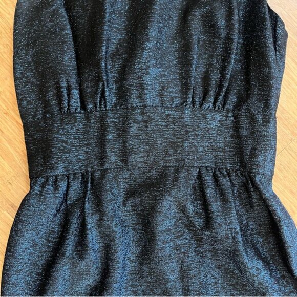 Vintage Mister D Cocktail Dress, Black/Blue Irridescent fabric, Sz S - Picture 3 of 8